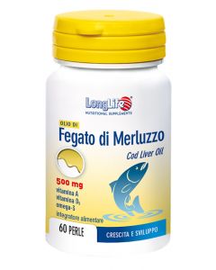 LongLife Olio di Fegato di Merluzzo Integratore Difese Immunitarie 500 mg 60 Perle
