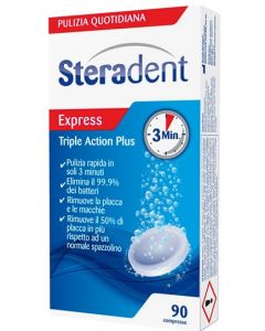 Steradent Tripla Azione Plus Pulizia Quotidiana Dentiera 90 Compresse