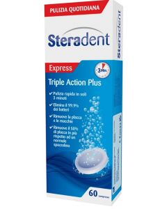 Steradent Tripla Azione Plus Pulizia Quotidiana Dentiera 60 Compresse