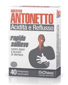 Digestivo Antonetto Acidità e Reflusso Integratore 40 Compresse Masticabili