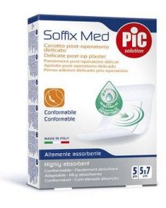 Pic Soffix Med Cerotto Post-Operatorio Delicato 5 Pezzi 5X7 Cm