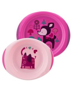 Chicco Set Piatti Rosa/verde 12m+
