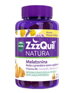 Vicks ZzzQuil Natura Integratore Per Il Sonno Mango e Banana 60 Pastiglie Gommose