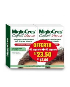MiglioCres Capelli Uomo Integratore Anticaduta 60 Capsule + 60 Capsule