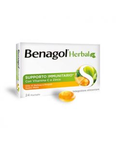 Benagol Herbal Supporto Immunitario Integratore Gusto Miele 24 Pastiglie