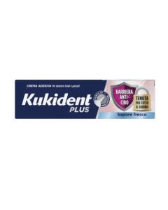 Kukident Plus Crema Adesiva per Dentiere Totali e Parziali Barriera Anti-Cibo Sapore Fresco 40g