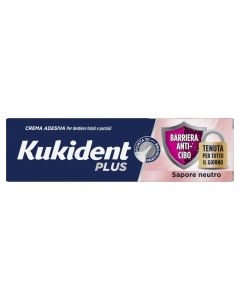 Kukident Plus Barriera Anti-cibo Crema Adesiva Per Dentiere Totali e Parziali Sapore Neutro 40 g