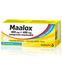 Maalox Senza Zucchero 400mg + 400mg Antiacido Aroma Limone 30 Compresse Masticabili