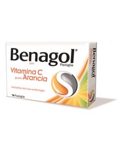 Benagol Pastiglie Vitamina C Gusto Arancia Antisettico Cavo Orale 16 Pastiglie