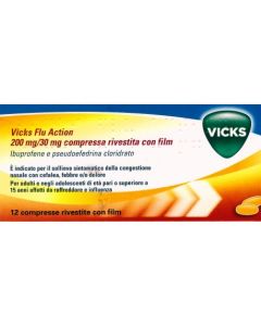 Vicks Flu Action 200 mg/ 30 mg Ibuprofene Pseudoefedrina 12 Compresse