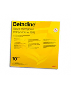 Betadine 10% Iodopovidone 10 Garze Impregnate 10 x10