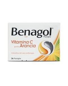 Benagol Pastiglie Vitamina C Gusto Arancia Antisettico Cavo Orale 36 Pastiglie