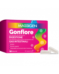 Massigen Gonfiore per la Digestione e i Gas Intestinali 20 Capsule