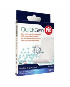 Pic QuickGen Cerotto Con Polvere Cicatrizzante 5 X 7,5 Cm 5 Pezzi